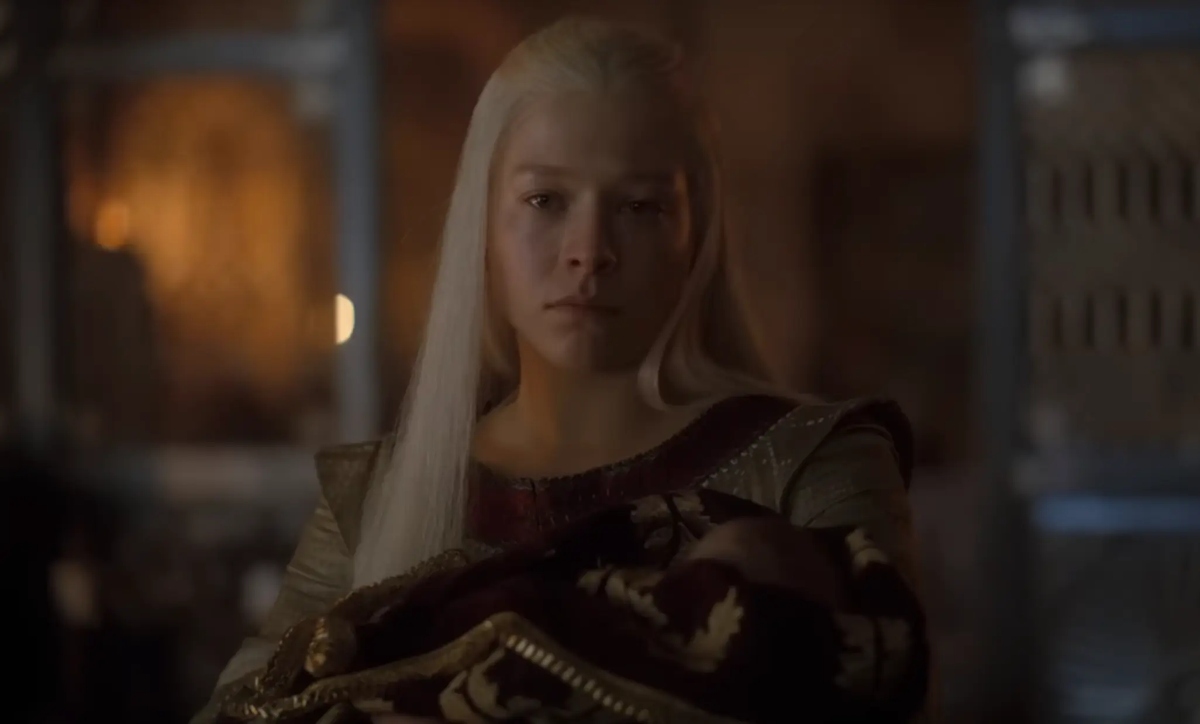 Rhaenyra with her newborn baby. 