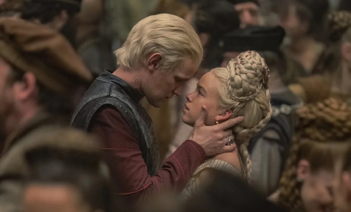 Daemon & Rhaenyra Targaryen at her wedding. 