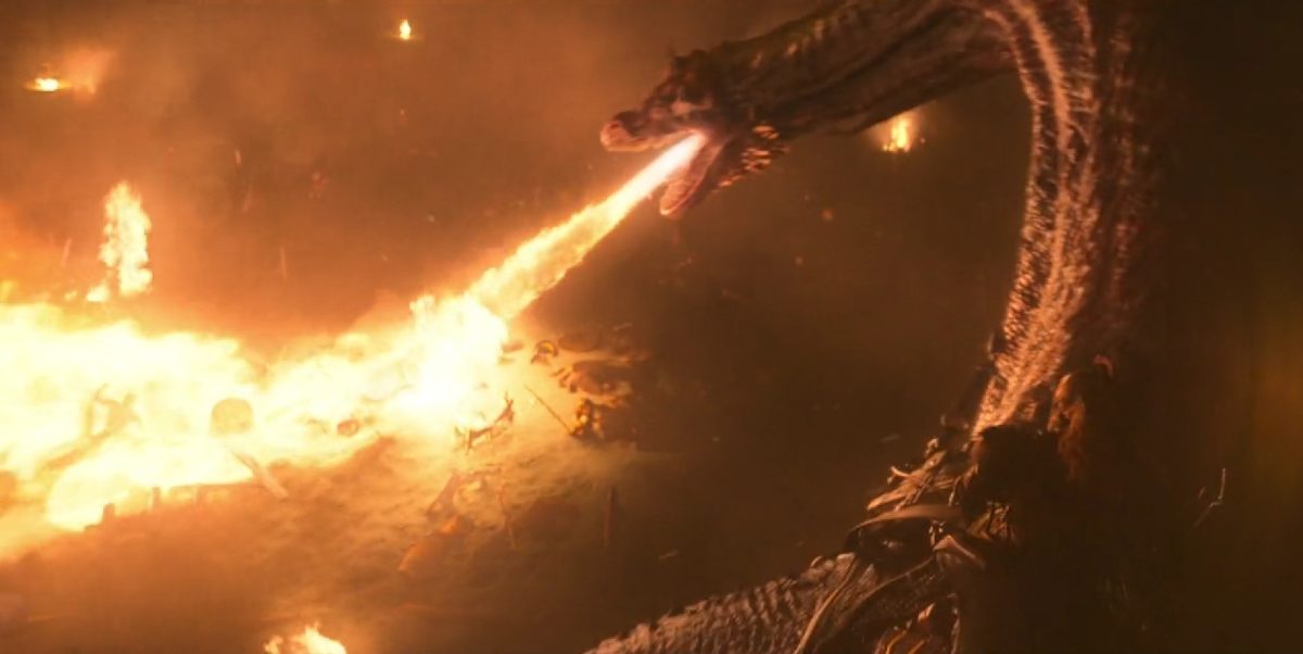 Caraxes breathes fire. 