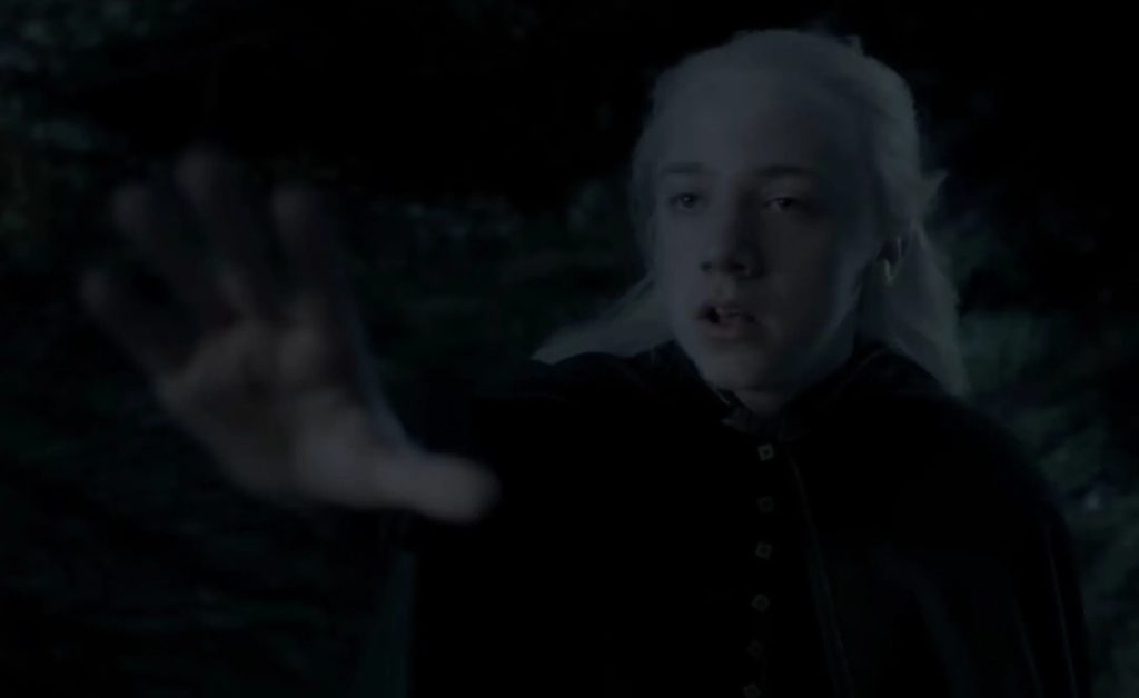 Aemond Targaryen taming Vhagar.